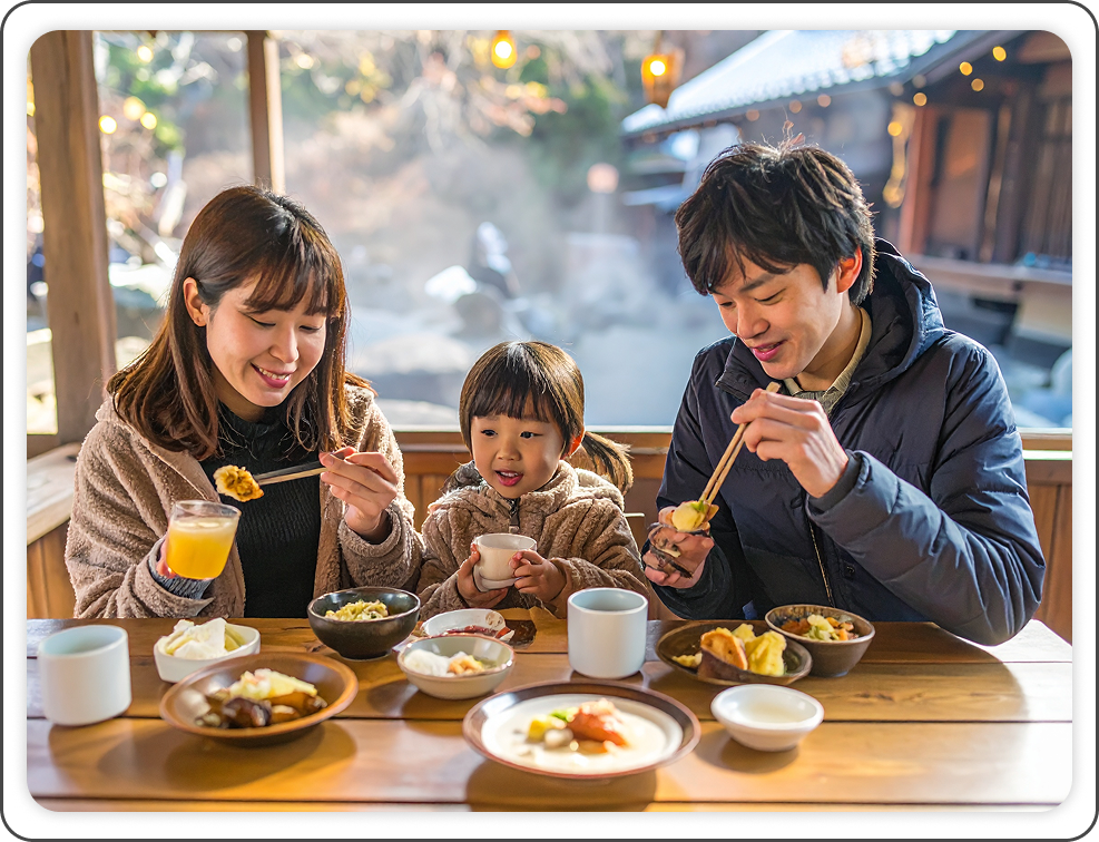 娘の誕生日を祝う家族宿泊客